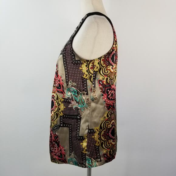 Perception Black Red yellow Boho Paisley Embellished Bling Top Size Medium - Picture 4 of 5